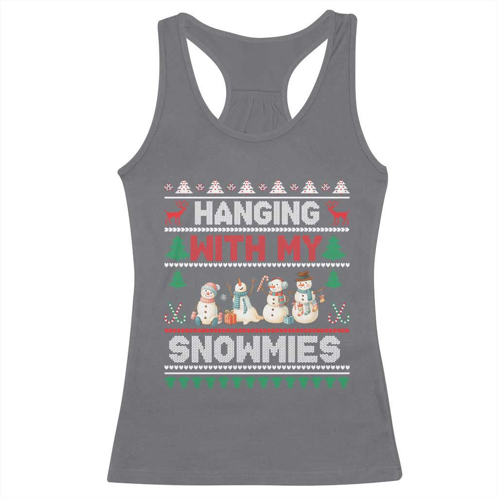 Christmas Snowman Racerback Tank Top Hanging With My Snowmies Merry Xmas - Wonder Print Shop