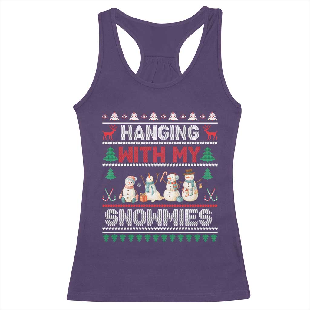 Christmas Snowman Racerback Tank Top Hanging With My Snowmies Merry Xmas - Wonder Print Shop