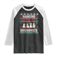 Christmas Snowman Raglan Shirt Hanging With My Snowmies Merry Xmas - Wonder Print Shop