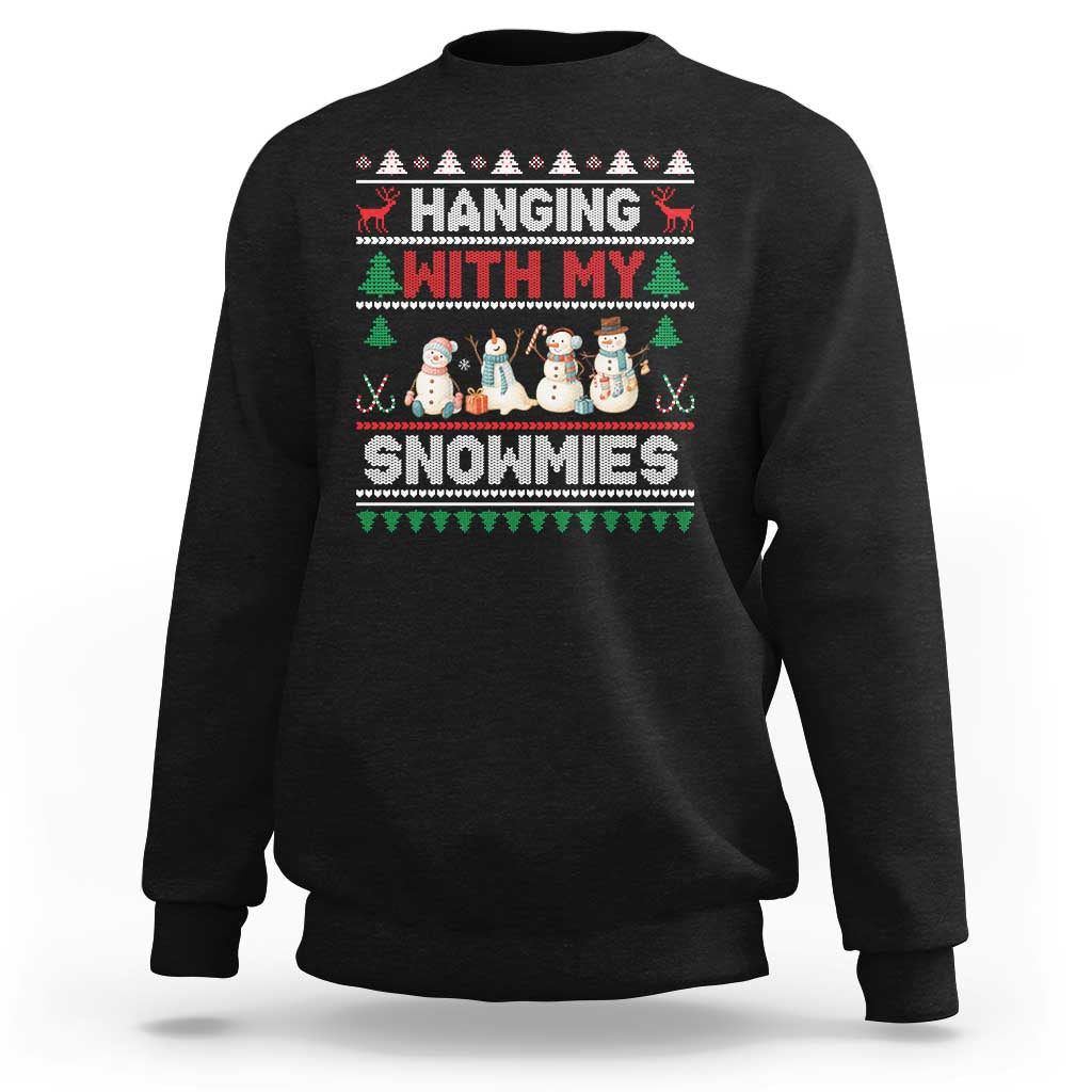 Christmas Snowman Sweatshirt Hanging With My Snowmies Merry Xmas - Wonder Print Shop