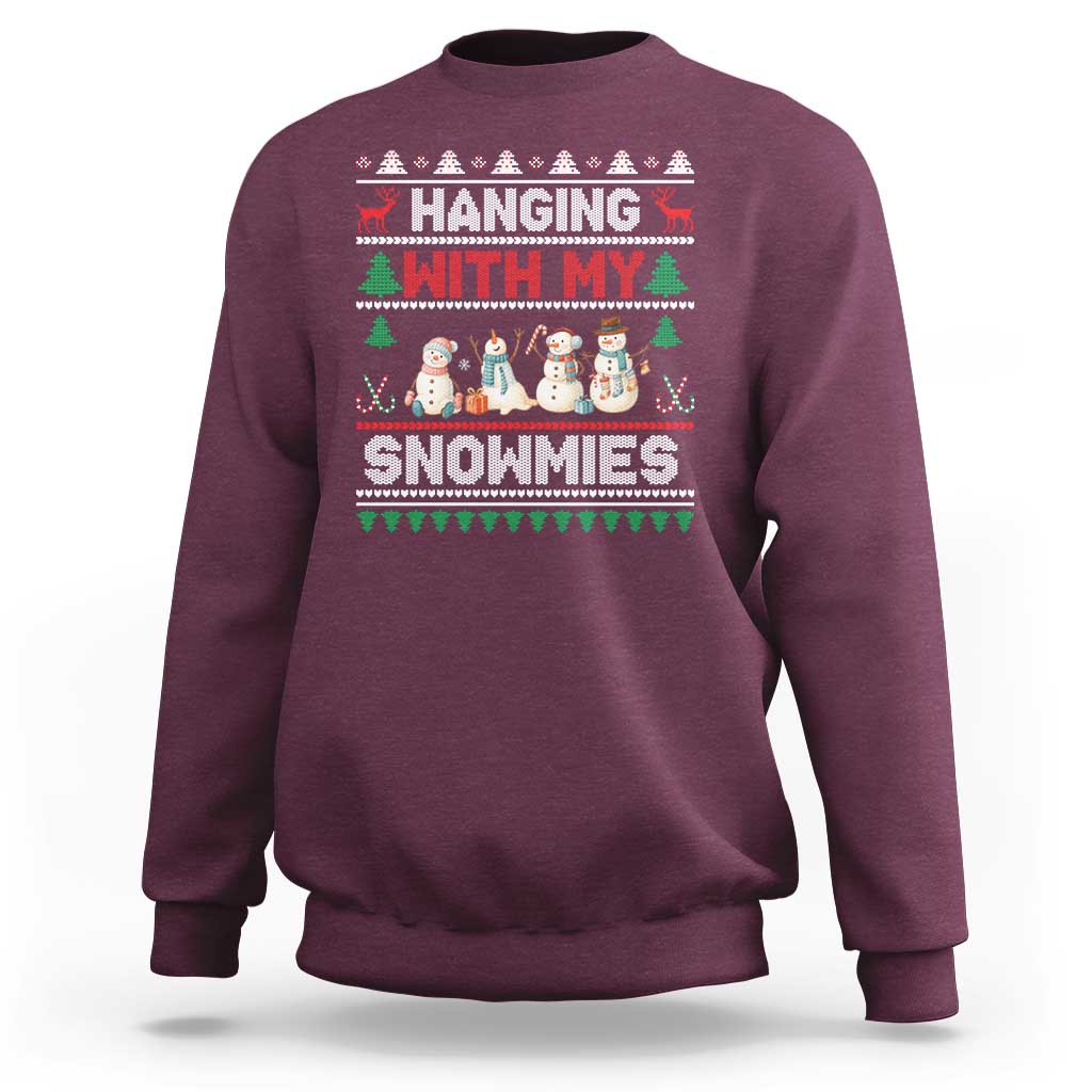Christmas Snowman Sweatshirt Hanging With My Snowmies Merry Xmas - Wonder Print Shop