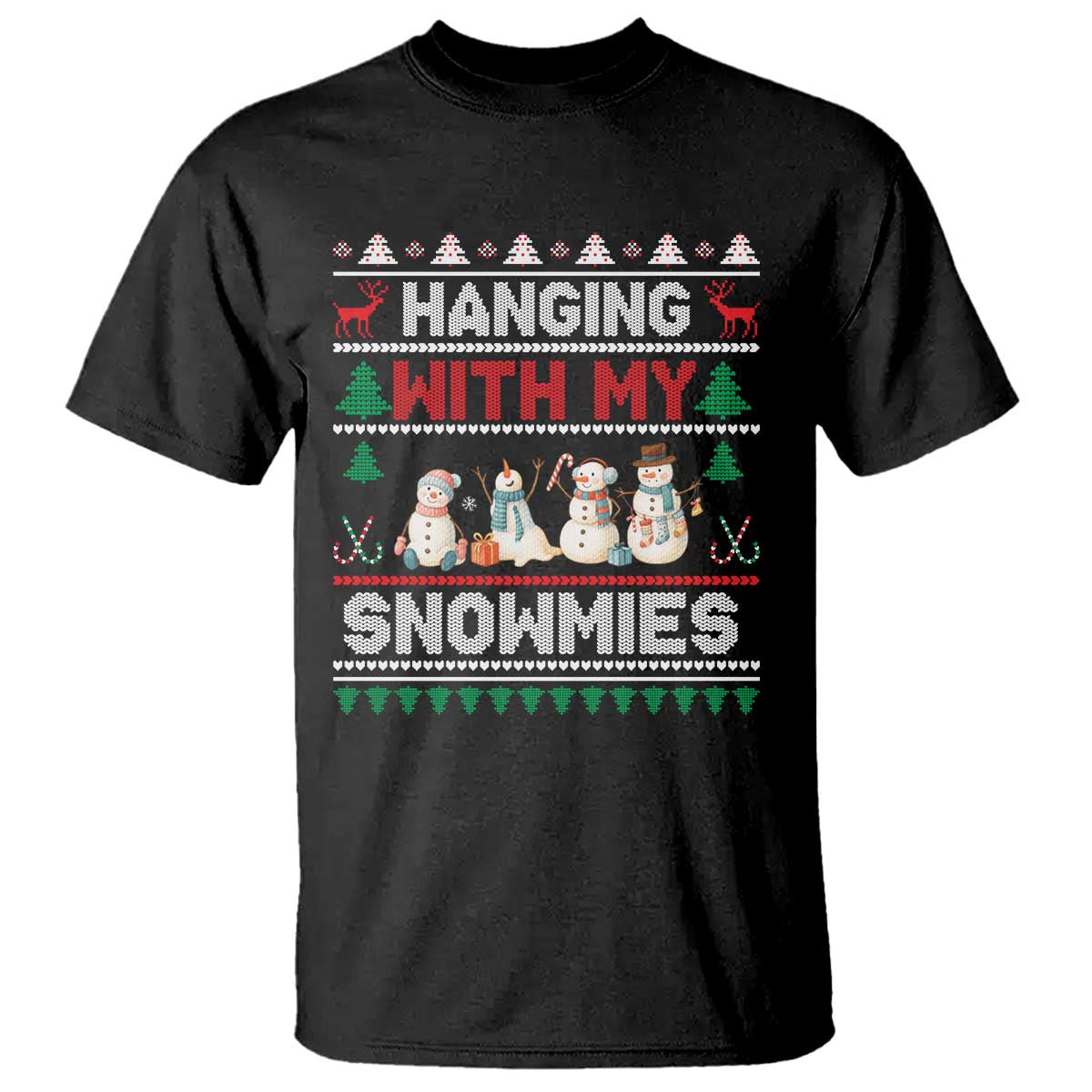 Christmas Snowman T Shirt Hanging With My Snowmies Merry Xmas - Wonder Print Shop