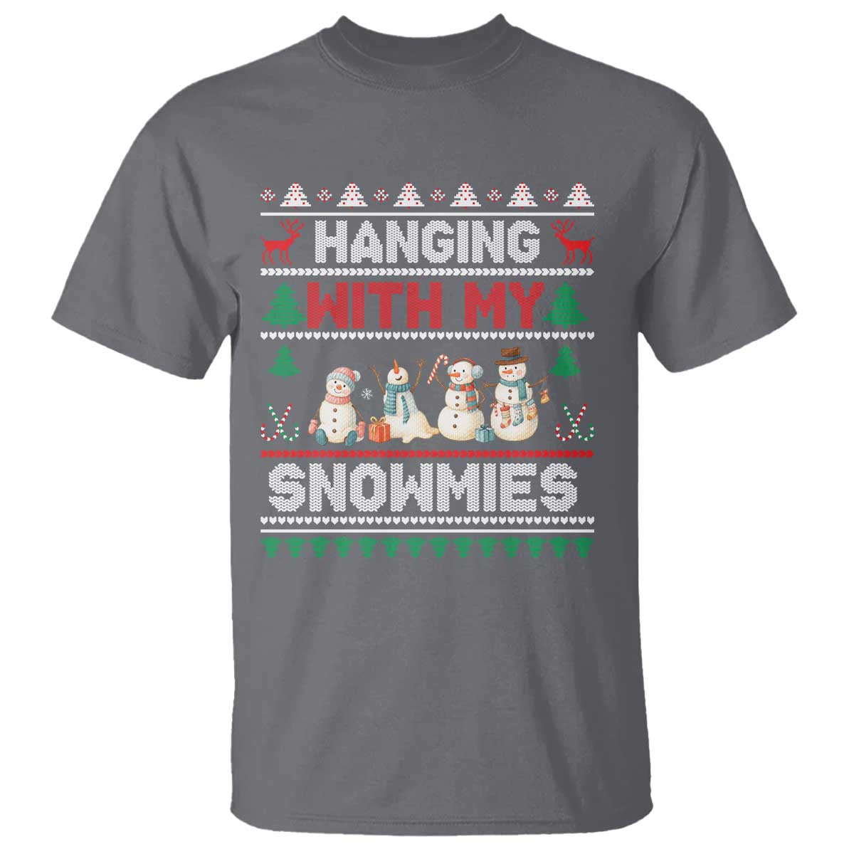 Christmas Snowman T Shirt Hanging With My Snowmies Merry Xmas - Wonder Print Shop