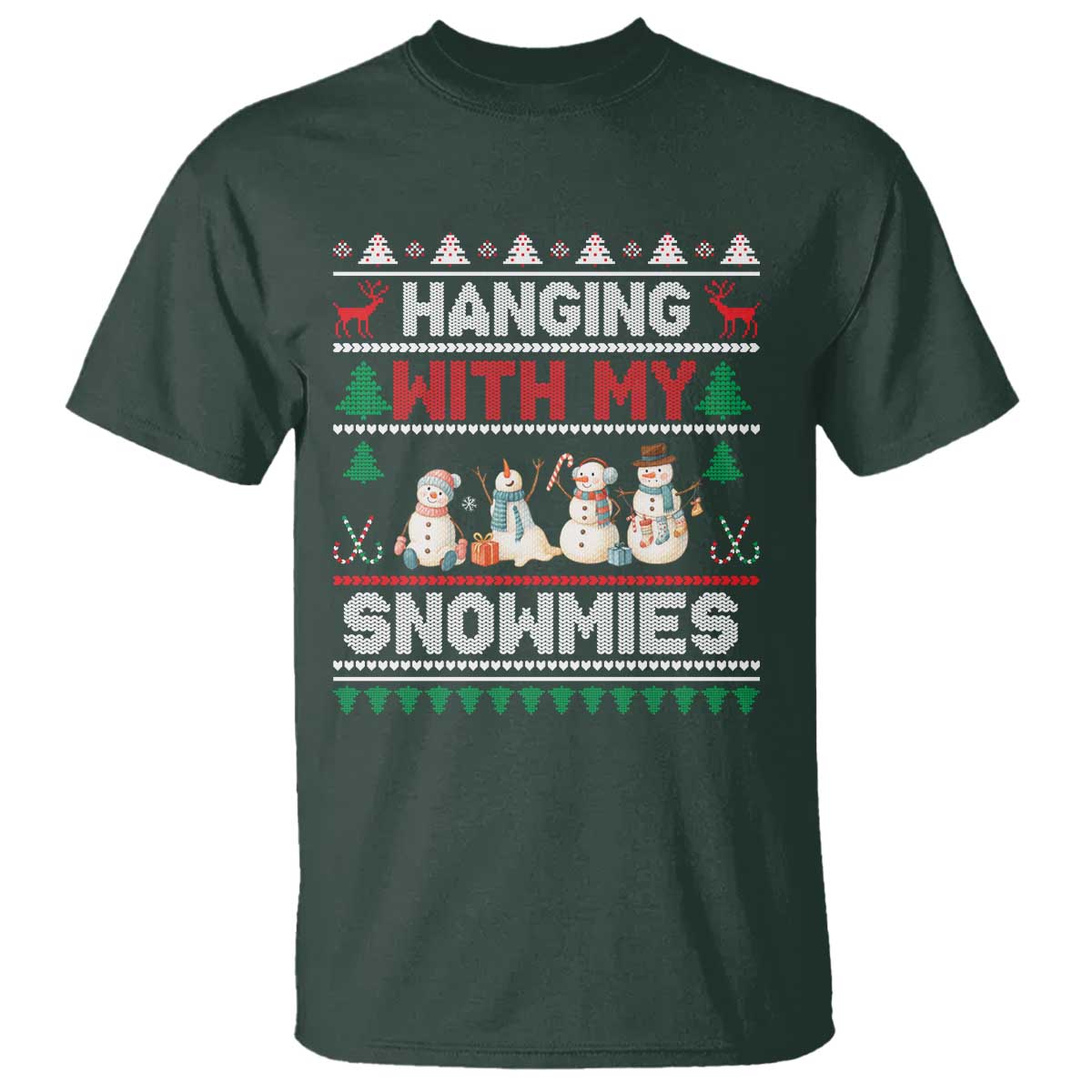 Christmas Snowman T Shirt Hanging With My Snowmies Merry Xmas - Wonder Print Shop