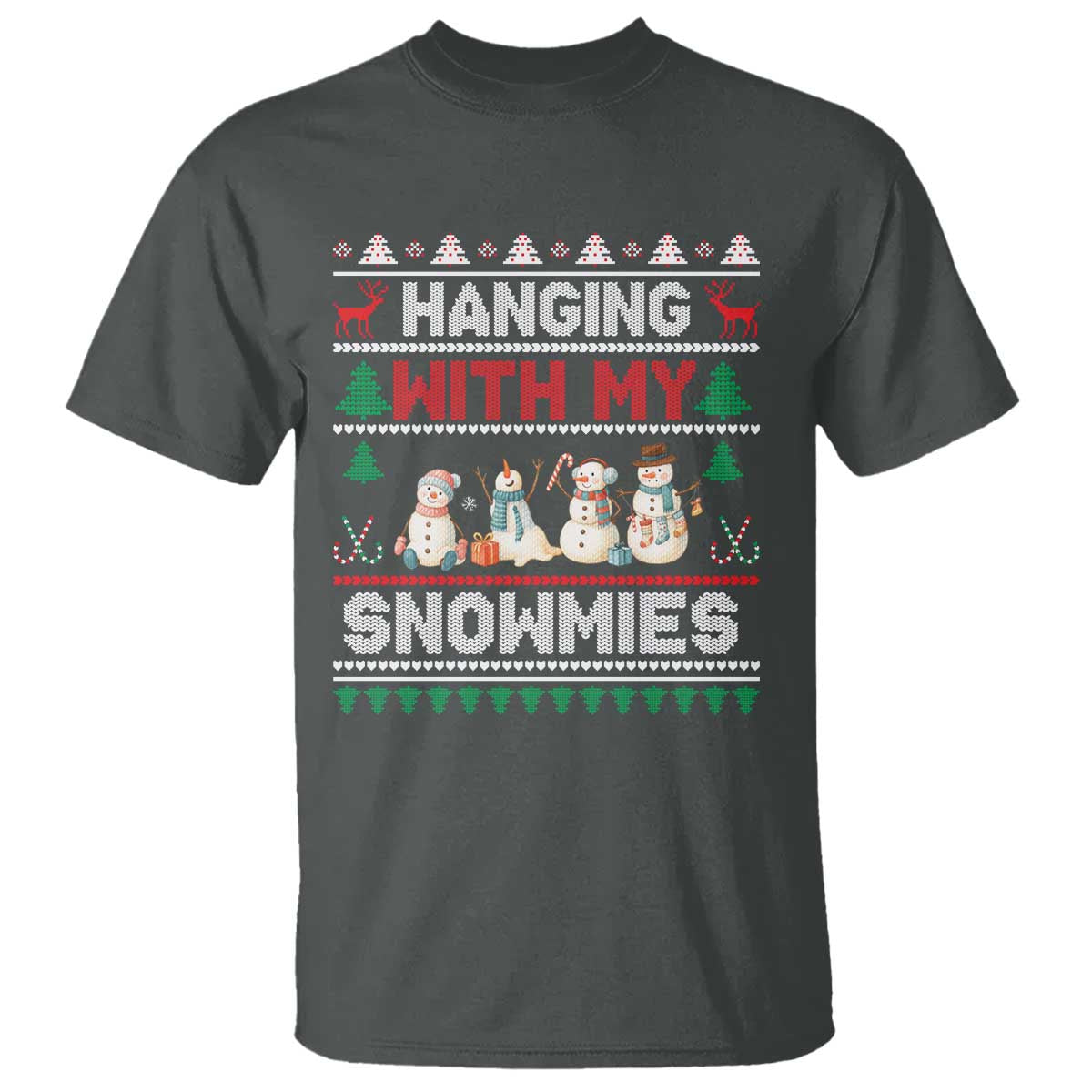 Christmas Snowman T Shirt Hanging With My Snowmies Merry Xmas - Wonder Print Shop