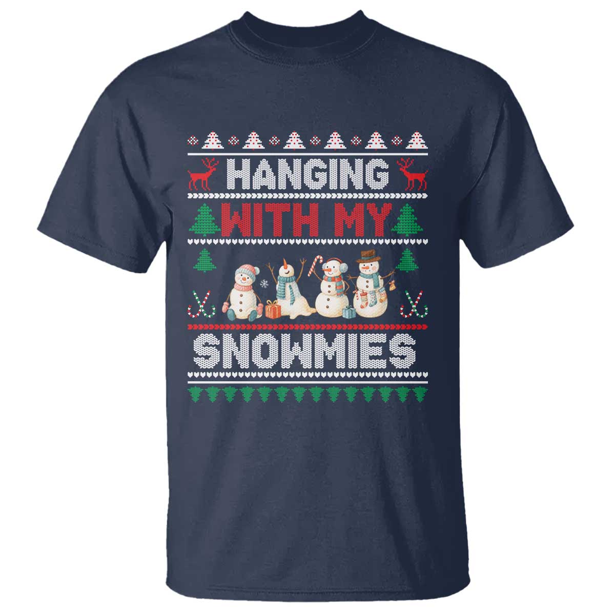 Christmas Snowman T Shirt Hanging With My Snowmies Merry Xmas - Wonder Print Shop