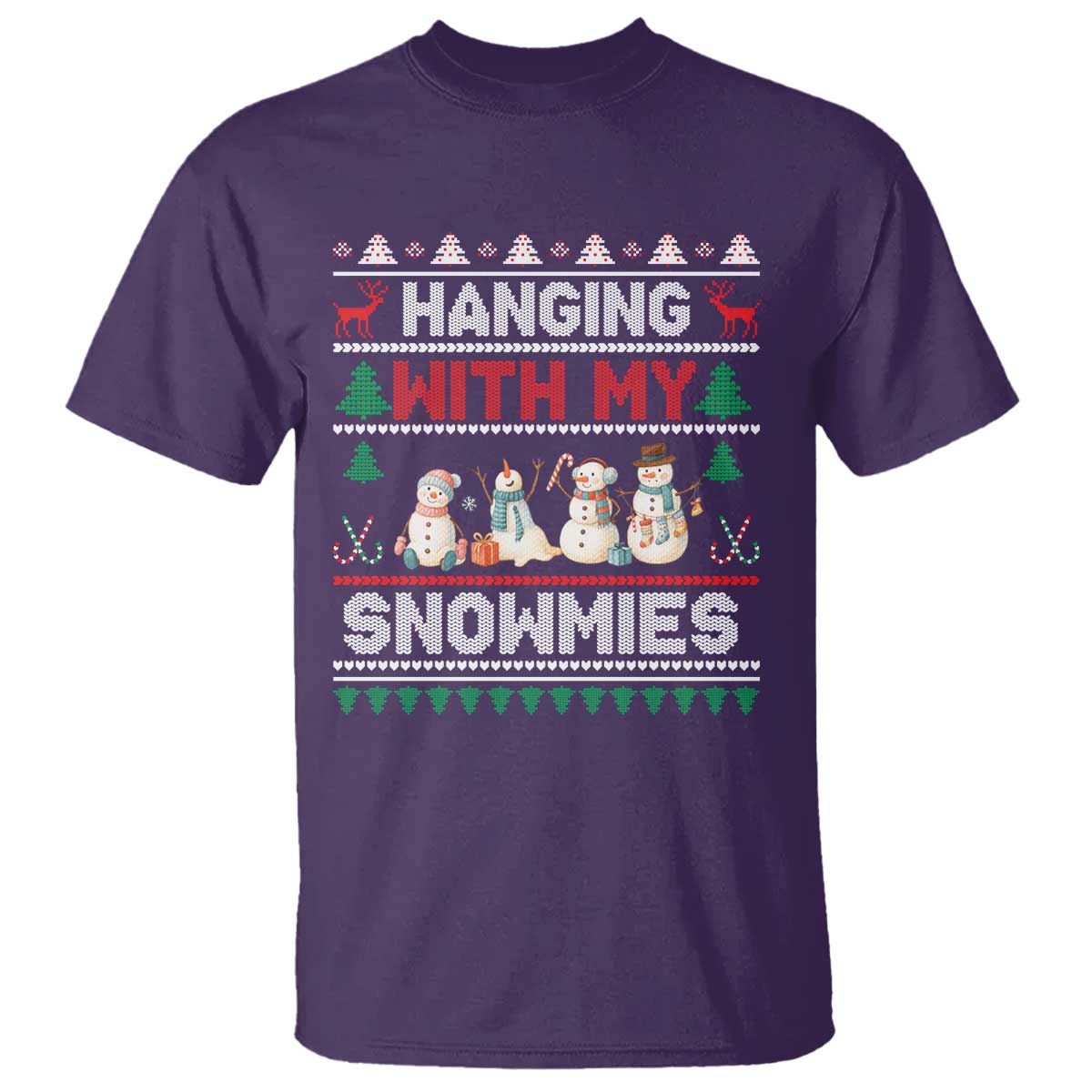 Christmas Snowman T Shirt Hanging With My Snowmies Merry Xmas - Wonder Print Shop