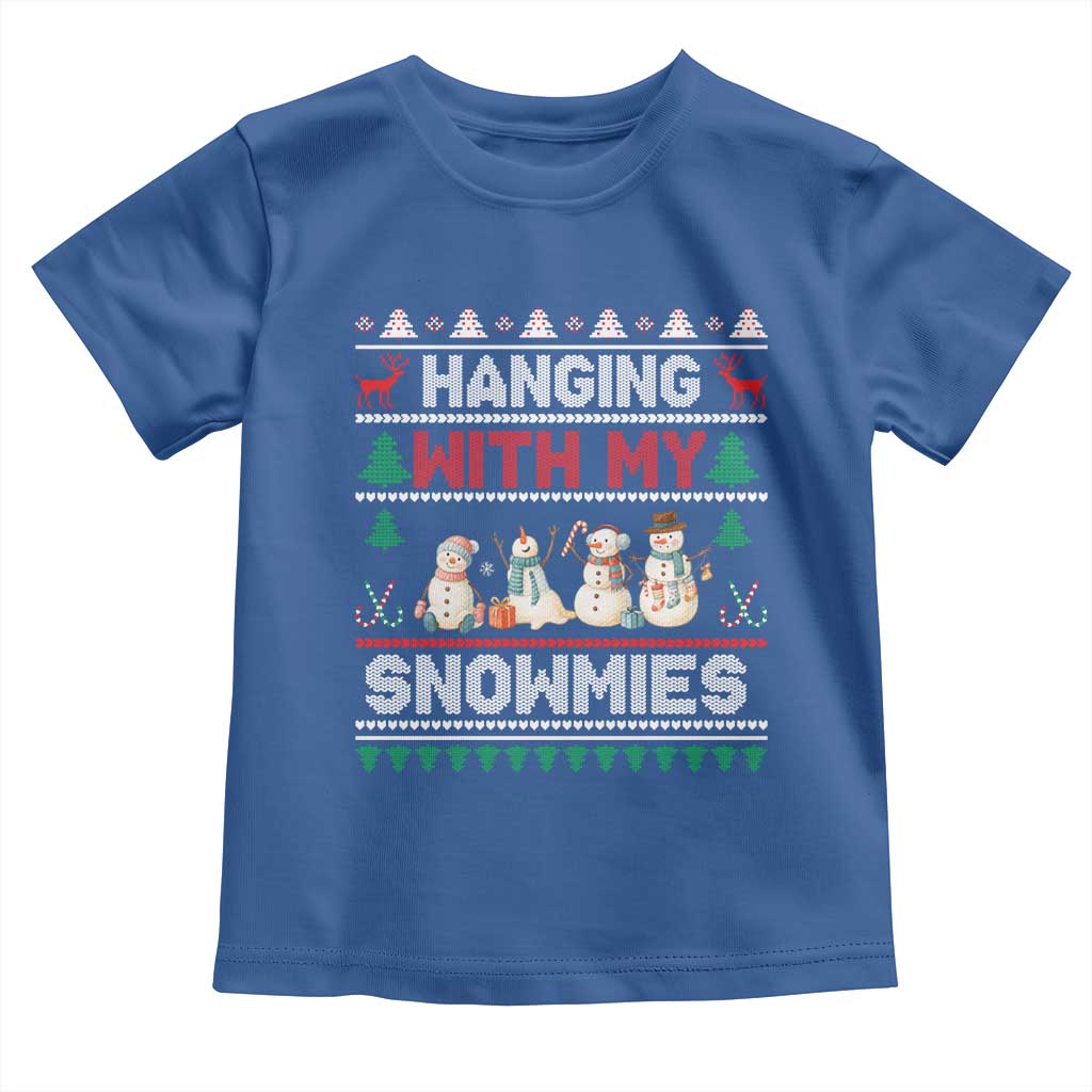 Christmas Snowman Toddler T Shirt Hanging With My Snowmies Merry Xmas - Wonder Print Shop