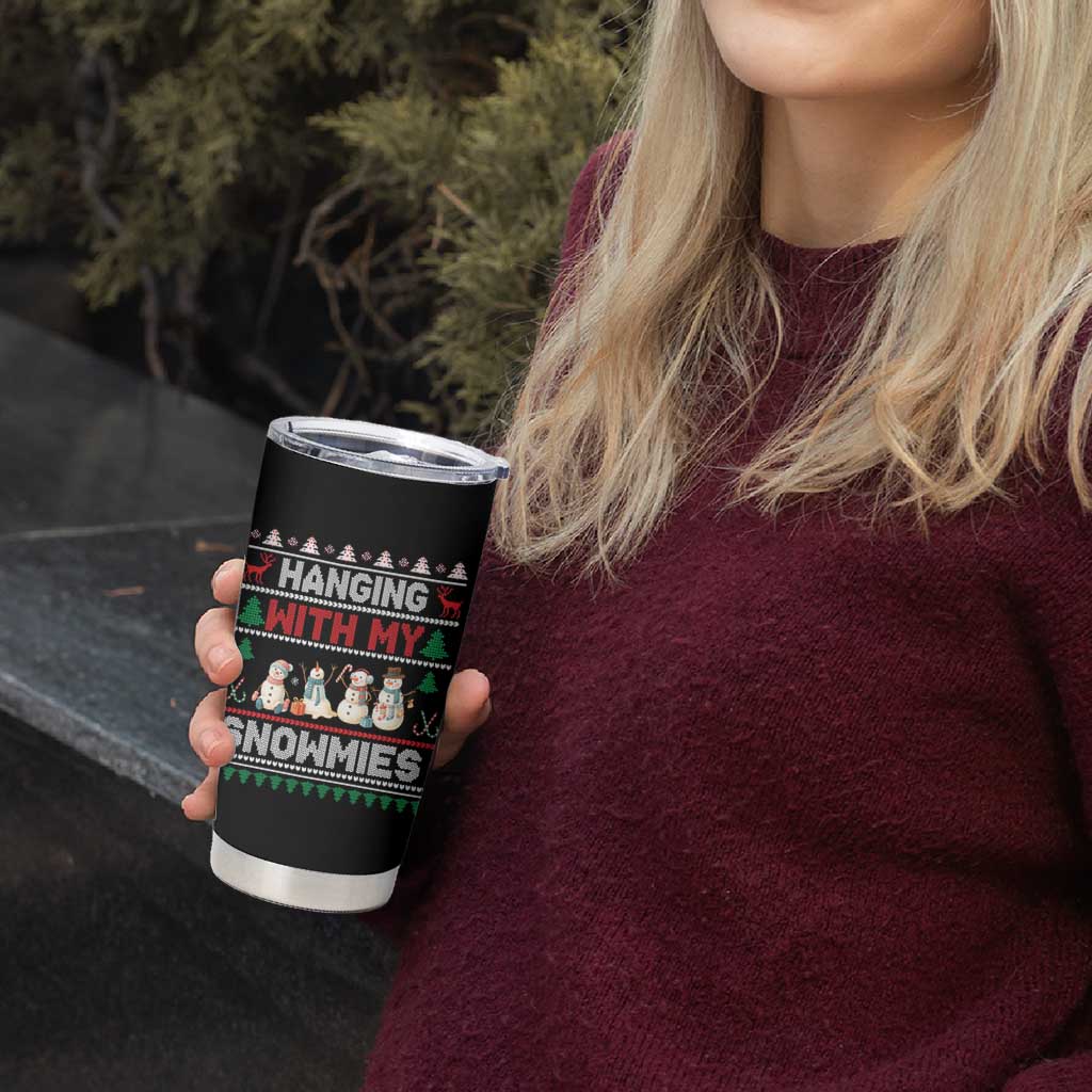 Christmas Snowman Tumbler Cup Hanging With My Snowmies Merry Xmas