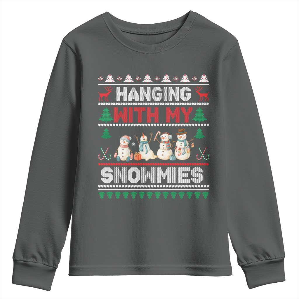 Christmas Snowman Youth Sweatshirt Hanging With My Snowmies Merry Xmas - Wonder Print Shop