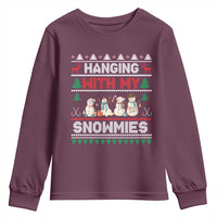 Christmas Snowman Youth Sweatshirt Hanging With My Snowmies Merry Xmas - Wonder Print Shop
