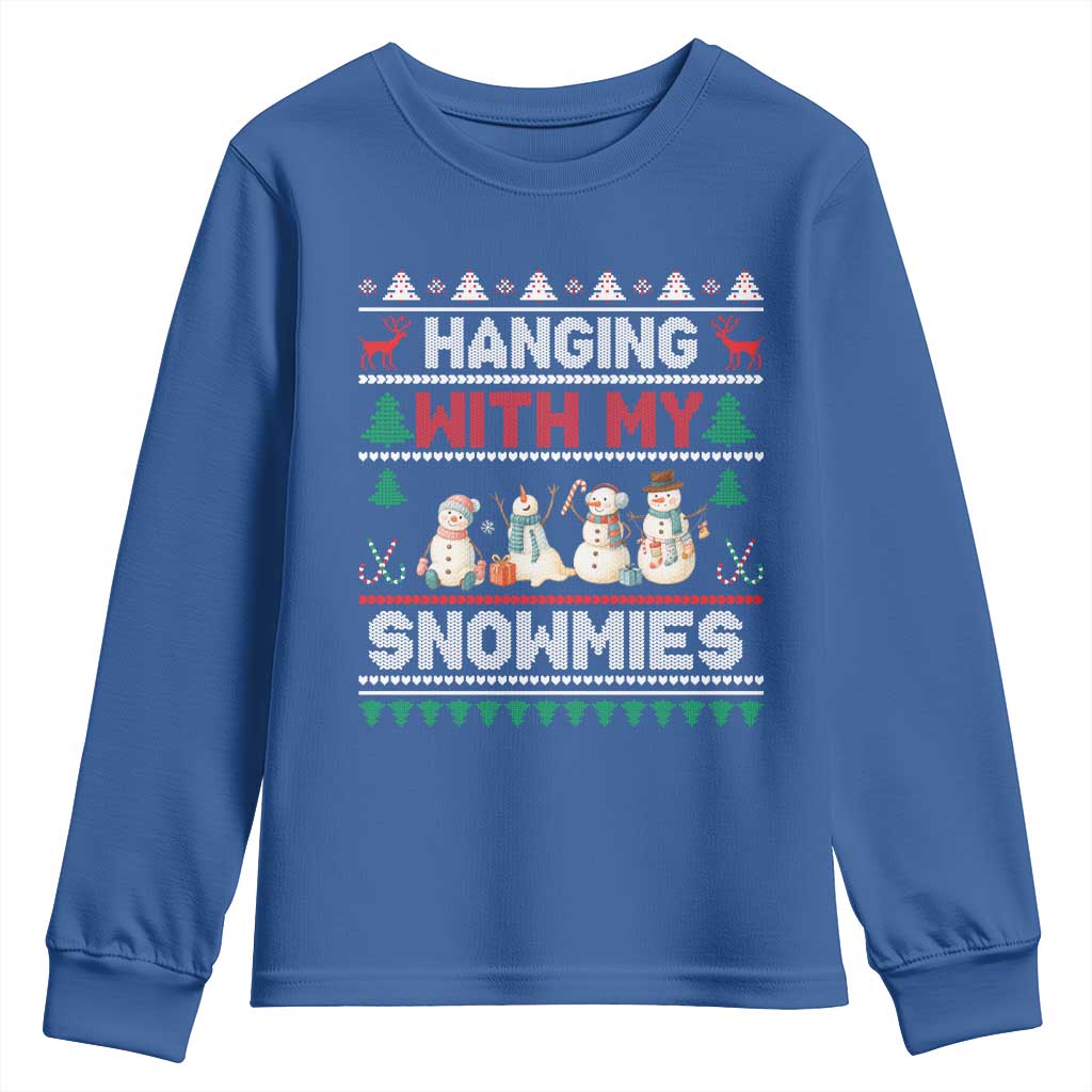 Christmas Snowman Youth Sweatshirt Hanging With My Snowmies Merry Xmas - Wonder Print Shop