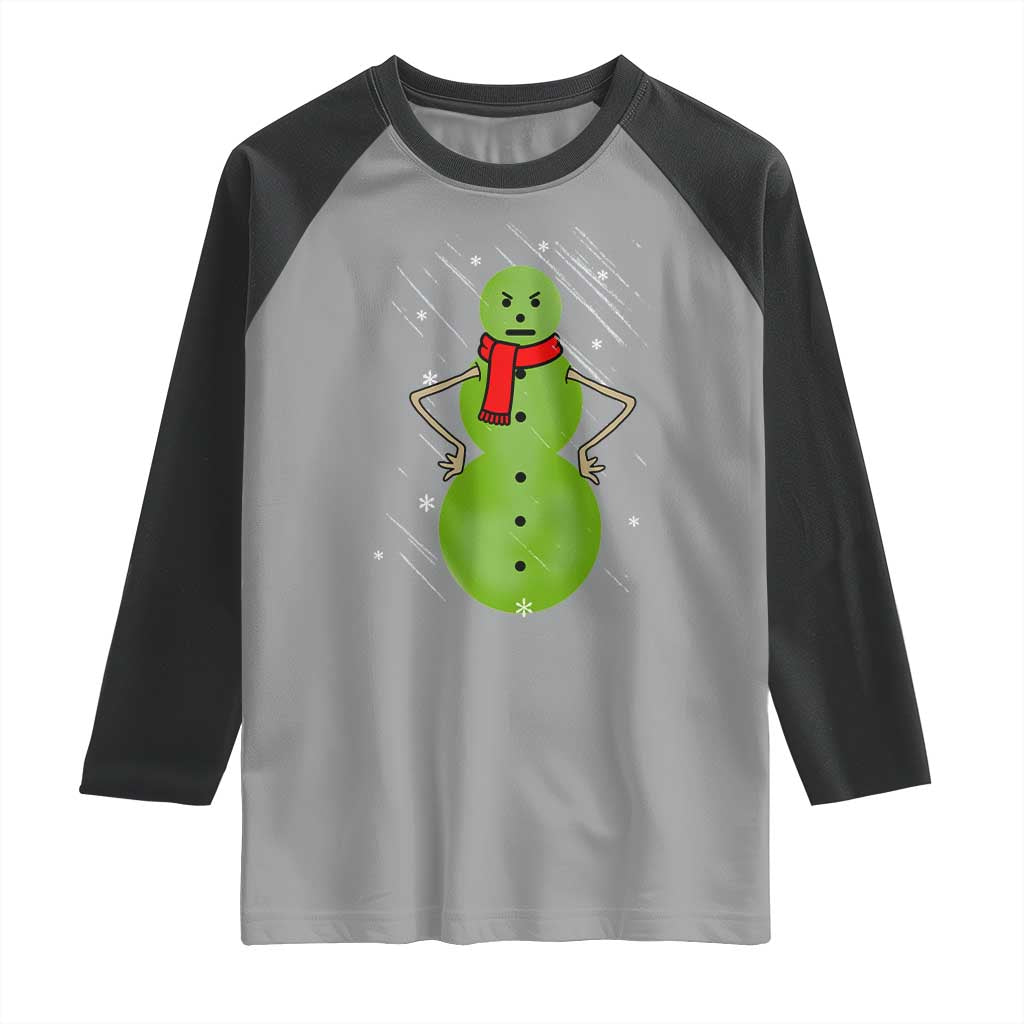 Christmas Snowman Raglan Shirt Funny Angry Snowmen - Wonder Print Shop