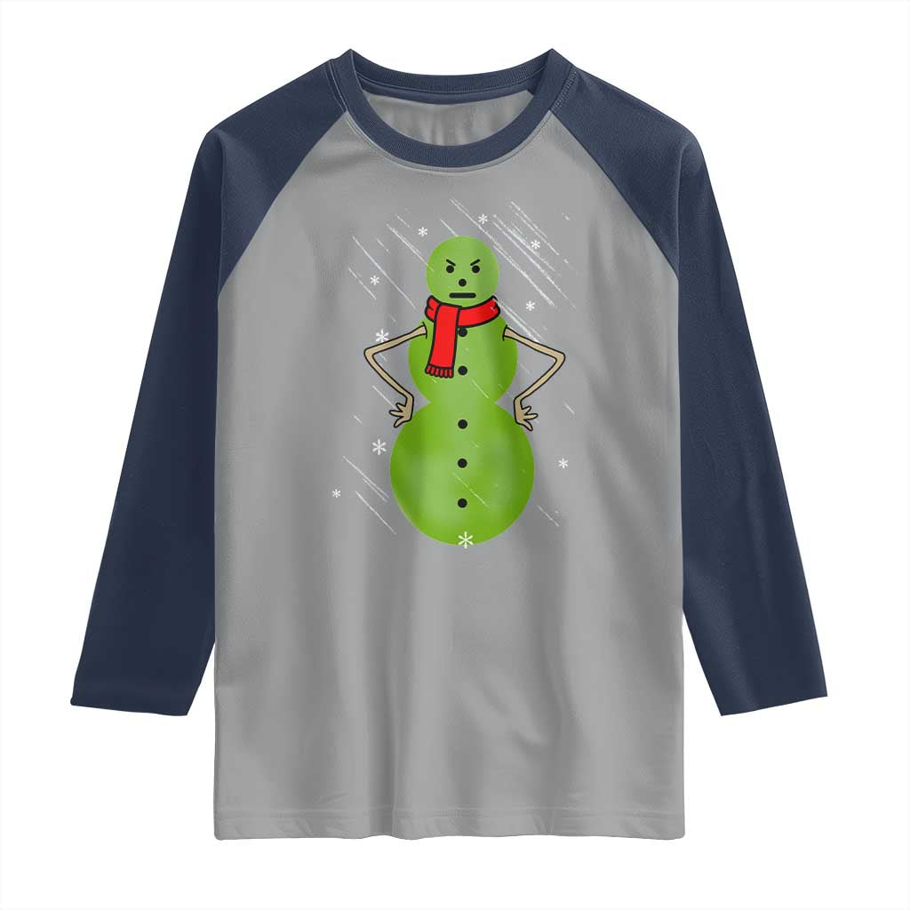 Christmas Snowman Raglan Shirt Funny Angry Snowmen - Wonder Print Shop