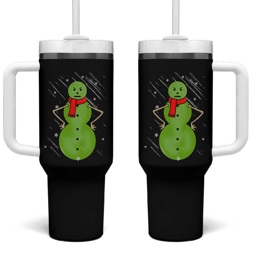 Christmas Snowman Tumbler With Handle Funny Angry Snowmen