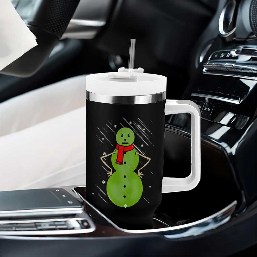 Christmas Snowman Tumbler With Handle Funny Angry Snowmen