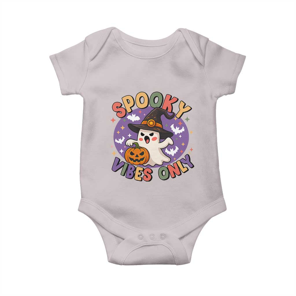 Cute Halloween Ghost Baby Onesie Spooky Vibes Only With Pumpkin - Wonder Print Shop