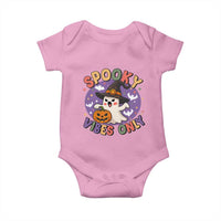 Cute Halloween Ghost Baby Onesie Spooky Vibes Only With Pumpkin - Wonder Print Shop