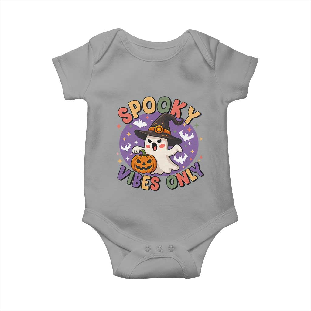 Cute Halloween Ghost Baby Onesie Spooky Vibes Only With Pumpkin - Wonder Print Shop