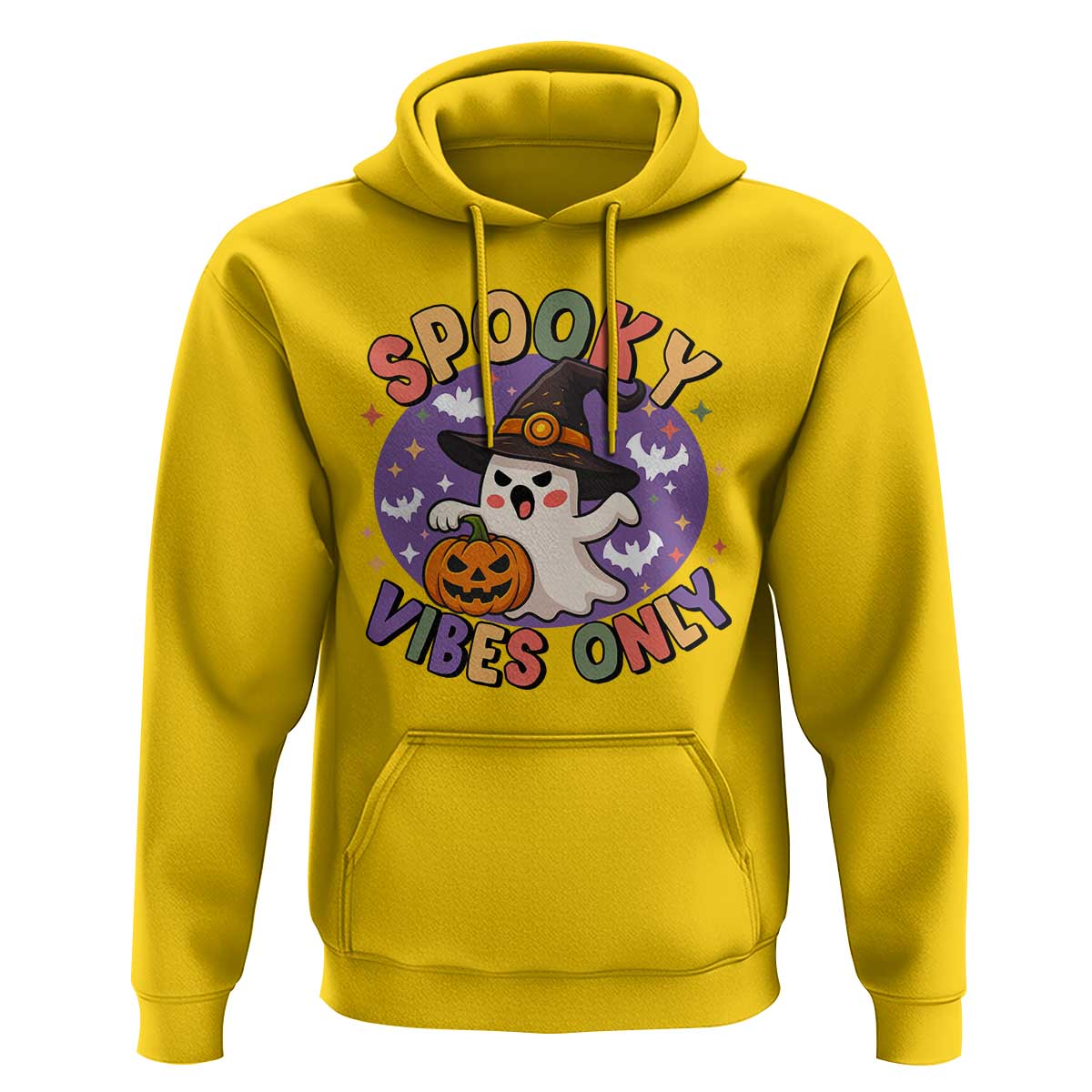 Cute Halloween Ghost Hoodie Spooky Vibes Only With Pumpkin - Wonder Print Shop
