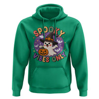Cute Halloween Ghost Hoodie Spooky Vibes Only With Pumpkin - Wonder Print Shop