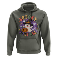 Cute Halloween Ghost Hoodie Spooky Vibes Only With Pumpkin - Wonder Print Shop