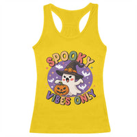 Cute Halloween Ghost Racerback Tank Top Spooky Vibes Only With Pumpkin - Wonder Print Shop