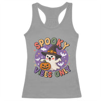 Cute Halloween Ghost Racerback Tank Top Spooky Vibes Only With Pumpkin - Wonder Print Shop