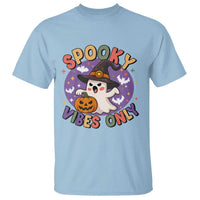 Cute Halloween Ghost T Shirt Spooky Vibes Only With Pumpkin - Wonder Print Shop