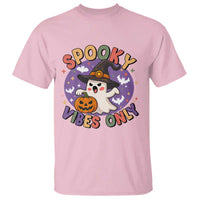 Cute Halloween Ghost T Shirt Spooky Vibes Only With Pumpkin - Wonder Print Shop