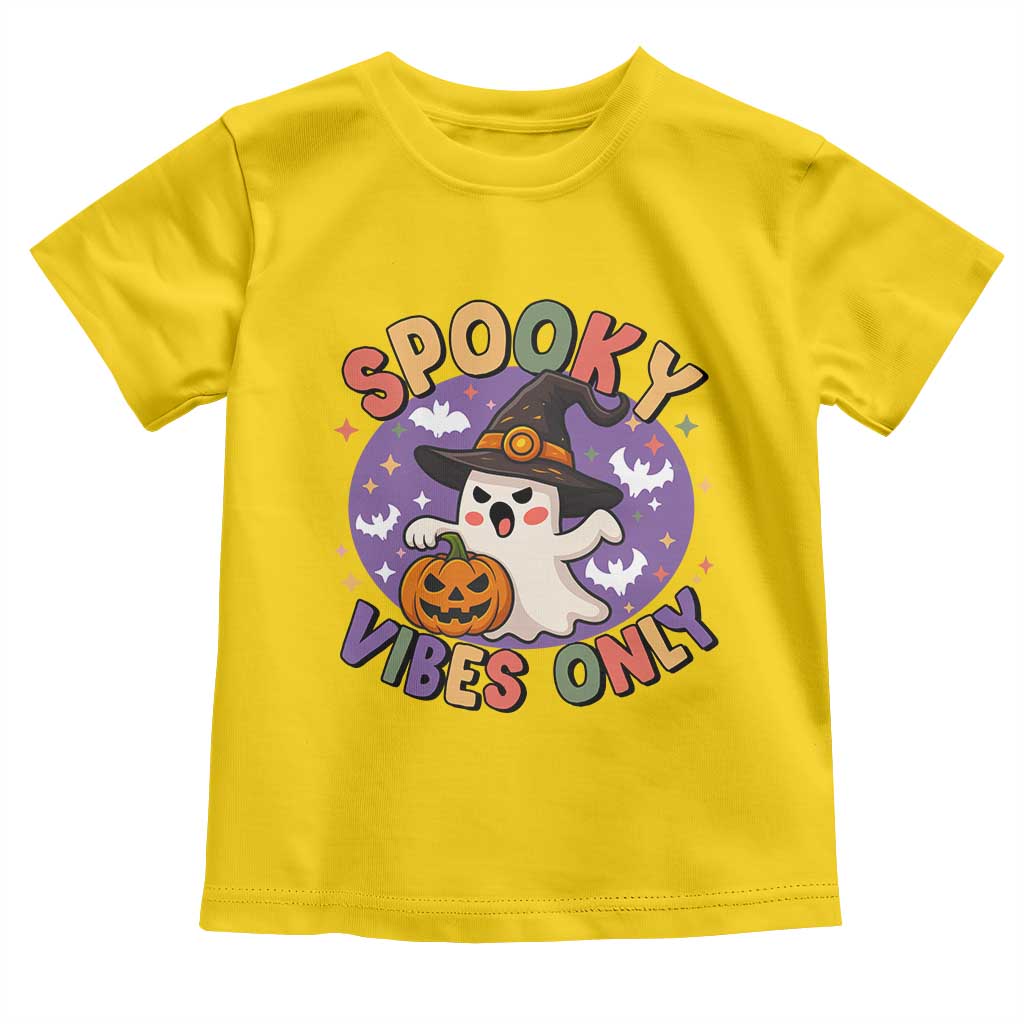 Cute Halloween Ghost Toddler T Shirt Spooky Vibes Only With Pumpkin - Wonder Print Shop