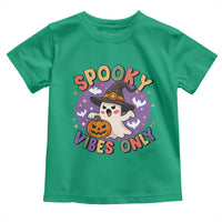 Cute Halloween Ghost Toddler T Shirt Spooky Vibes Only With Pumpkin - Wonder Print Shop