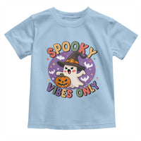 Cute Halloween Ghost Toddler T Shirt Spooky Vibes Only With Pumpkin - Wonder Print Shop
