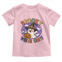 Cute Halloween Ghost Toddler T Shirt Spooky Vibes Only With Pumpkin - Wonder Print Shop