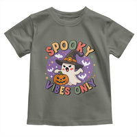 Cute Halloween Ghost Toddler T Shirt Spooky Vibes Only With Pumpkin - Wonder Print Shop