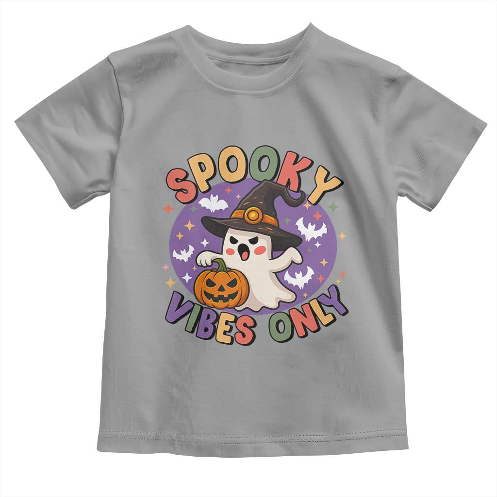 Cute Halloween Ghost Toddler T Shirt Spooky Vibes Only With Pumpkin - Wonder Print Shop