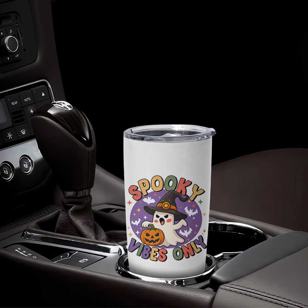 Cute Halloween Ghost Tumbler Cup Spooky Vibes Only With Pumpkin