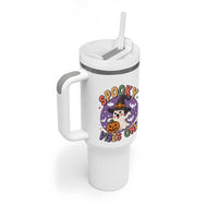 Cute Halloween Ghost Tumbler With Handle Spooky Vibes Only With Pumpkin