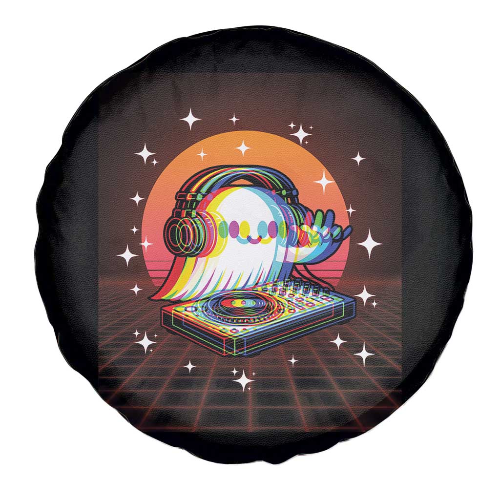 Halloween Ghost Spare Tire Cover Funny Trippy Vaporwave DJ Music Party - Wonder Print Shop
