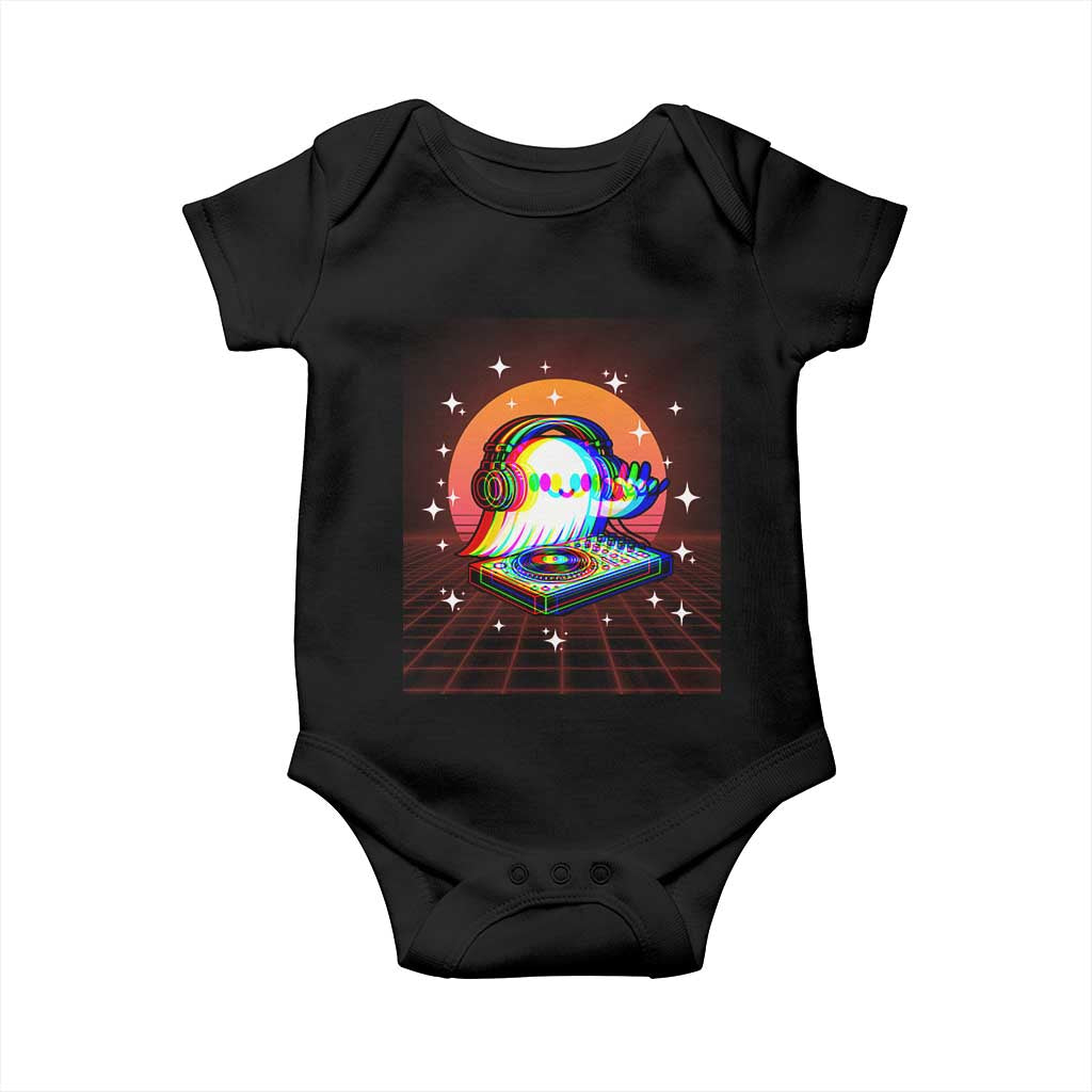 Halloween Ghost Baby Onesie Funny Trippy Vaporwave DJ Music Party - Wonder Print Shop