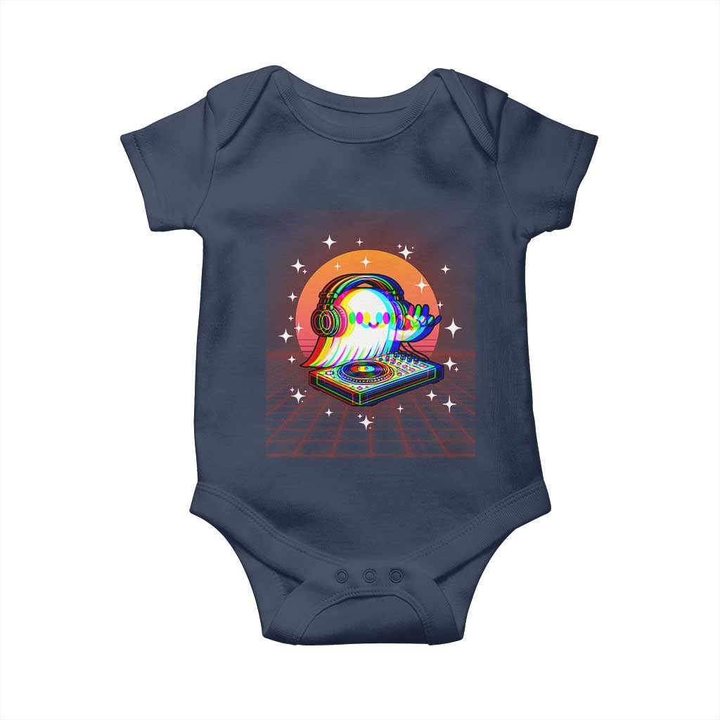 Halloween Ghost Baby Onesie Funny Trippy Vaporwave DJ Music Party - Wonder Print Shop