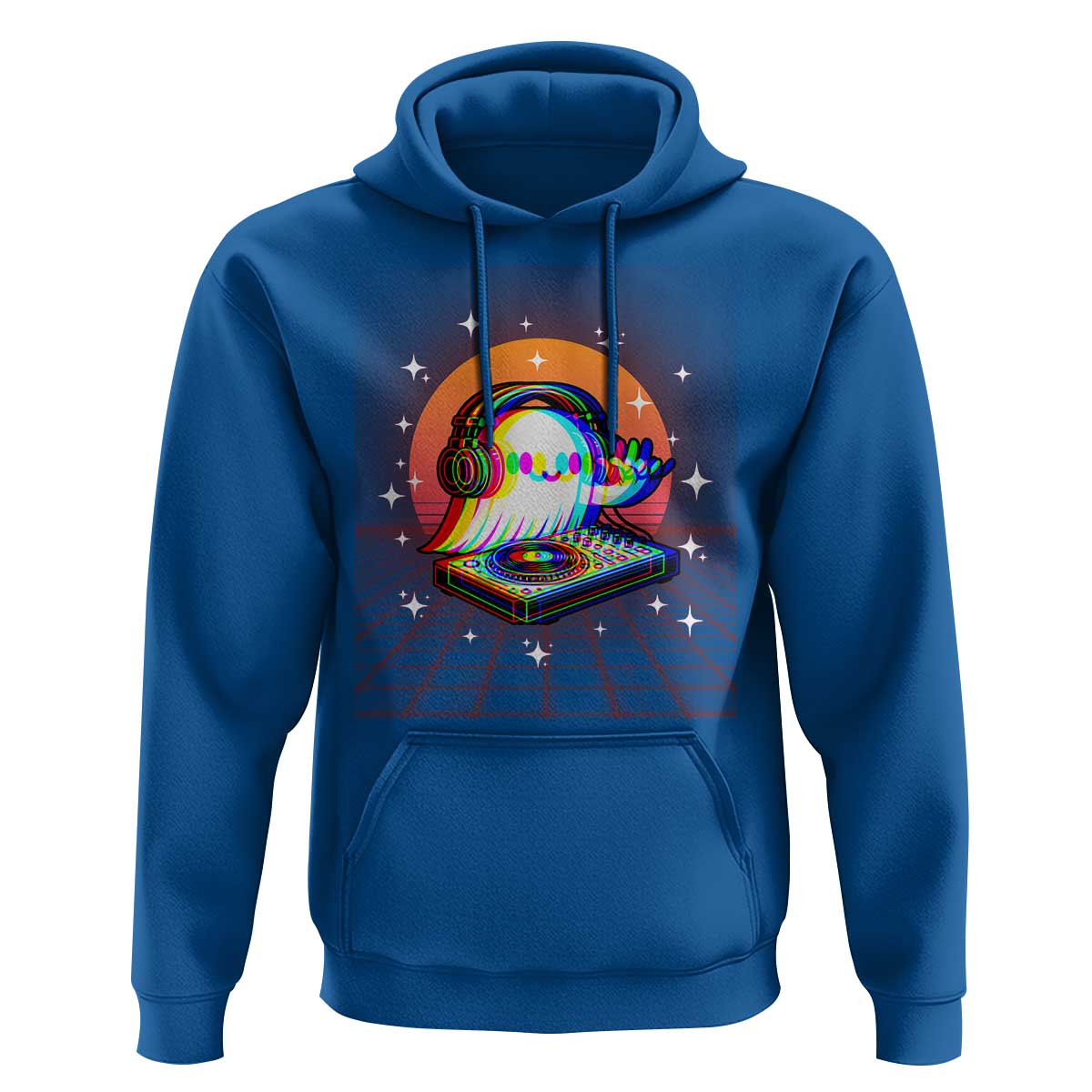 Halloween Ghost Hoodie Funny Trippy Vaporwave DJ Music Party - Wonder Print Shop