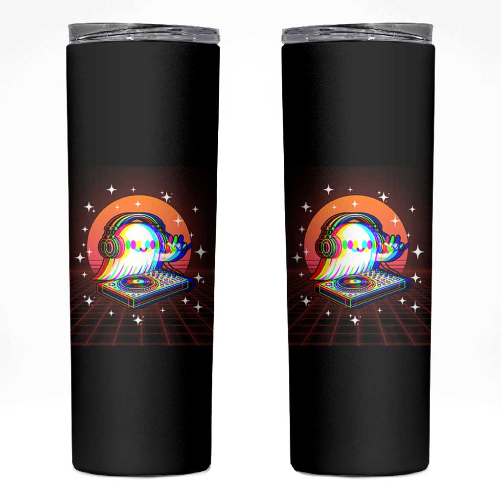 Halloween Ghost Skinny Tumbler Funny Trippy Vaporwave DJ Music Party