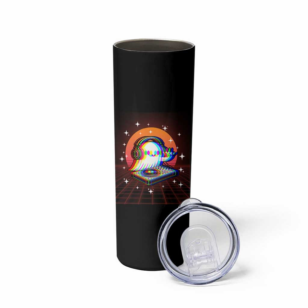 Halloween Ghost Skinny Tumbler Funny Trippy Vaporwave DJ Music Party