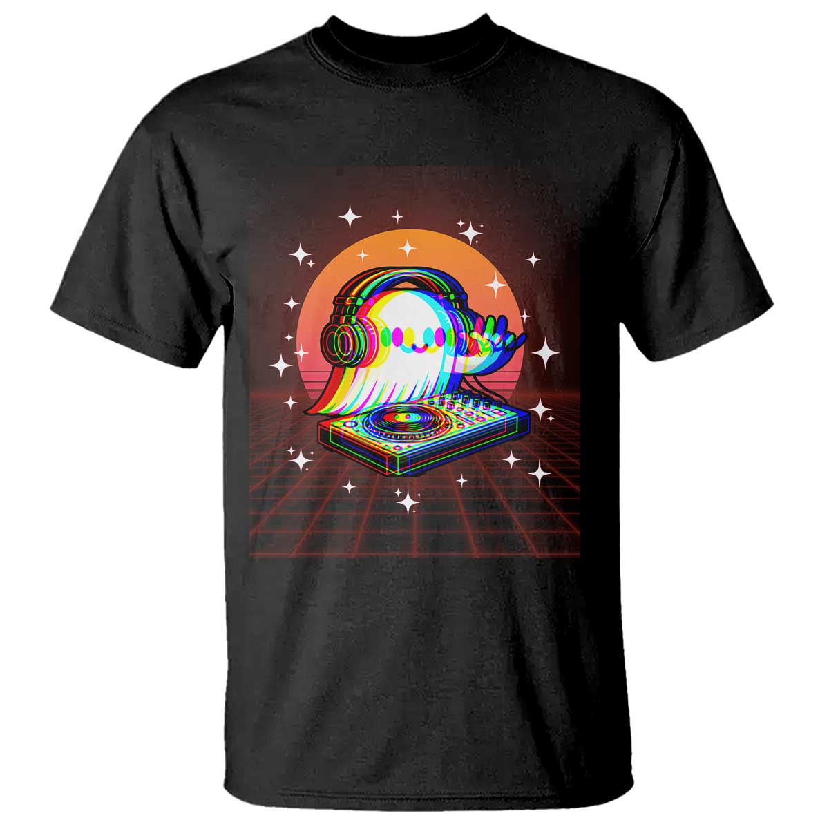 Halloween Ghost T Shirt Funny Trippy Vaporwave DJ Music Party - Wonder Print Shop