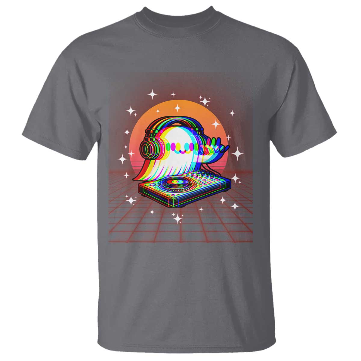 Halloween Ghost T Shirt Funny Trippy Vaporwave DJ Music Party - Wonder Print Shop