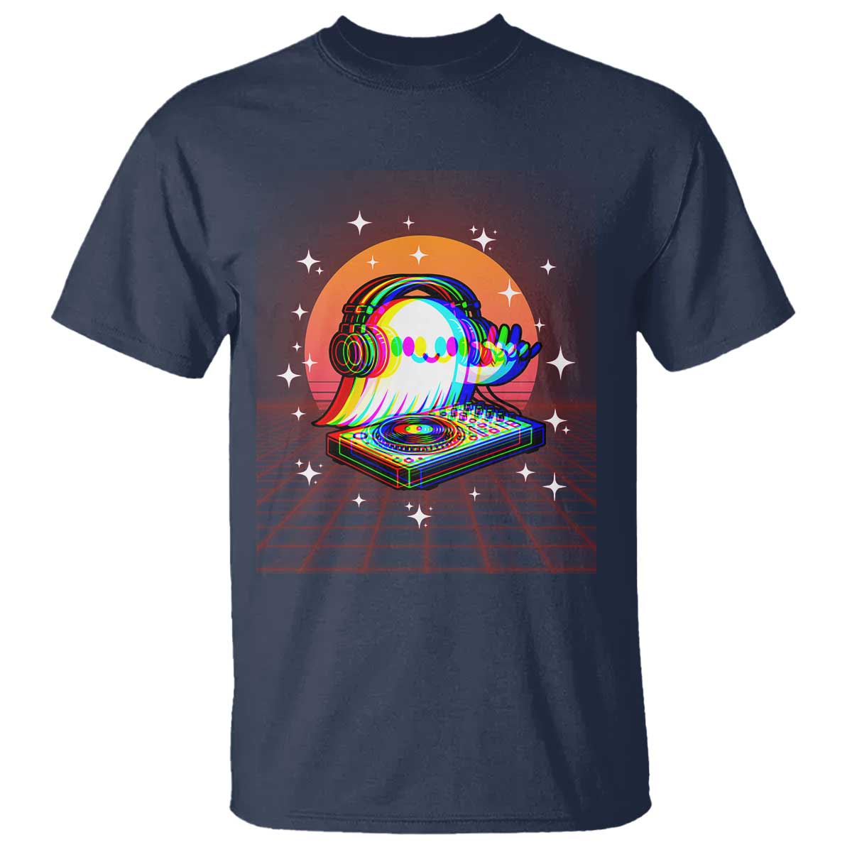 Halloween Ghost T Shirt Funny Trippy Vaporwave DJ Music Party - Wonder Print Shop