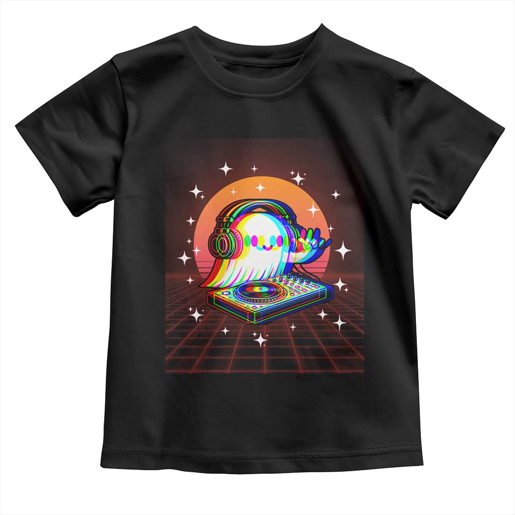 Halloween Ghost Toddler T Shirt Funny Trippy Vaporwave DJ Music Party - Wonder Print Shop