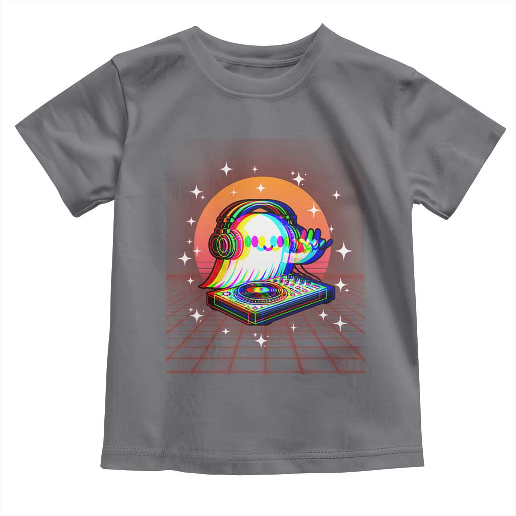 Halloween Ghost Toddler T Shirt Funny Trippy Vaporwave DJ Music Party - Wonder Print Shop