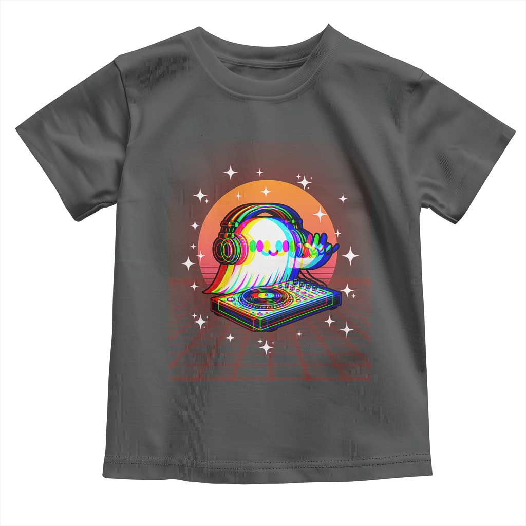 Halloween Ghost Toddler T Shirt Funny Trippy Vaporwave DJ Music Party - Wonder Print Shop
